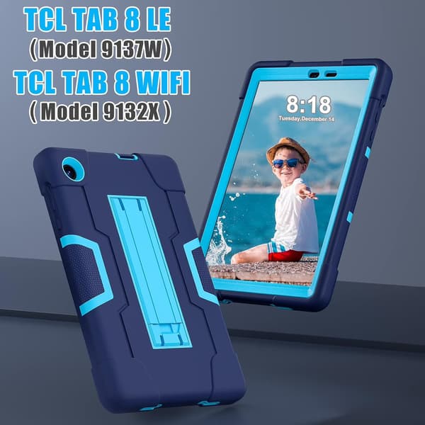 Kraftig robust deksel til TCL Tab 8 LE, støtsikker fallbeskyttelse, barnevennlig, svart