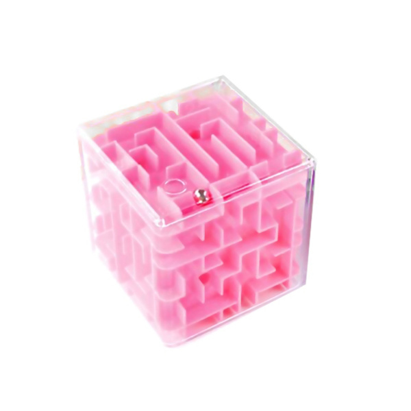 3D-labyrintkub för barn - rosa