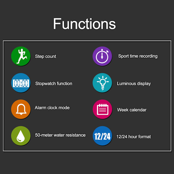 Män Sport Vattentät Watch Multifunktionell stoppur Kalender Alarm LED Digital Watch för Utomhusgrå