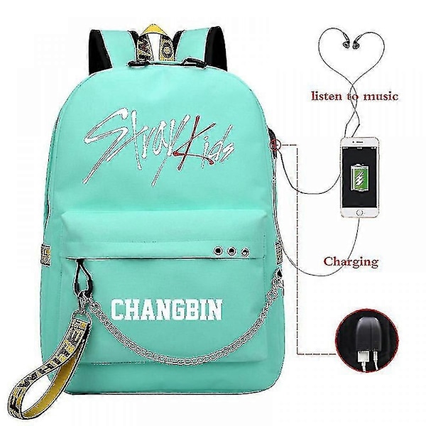 Stray Kids USB-reppu, korealainen tyyli, Felix-kirjalaukku, takaisin kouluun, pojat, tytöt, fanilahjakassi, Mochila 8