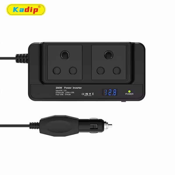 200W Bilstrømomformer 12V til 220V med USB, Skjerm 220V M8300