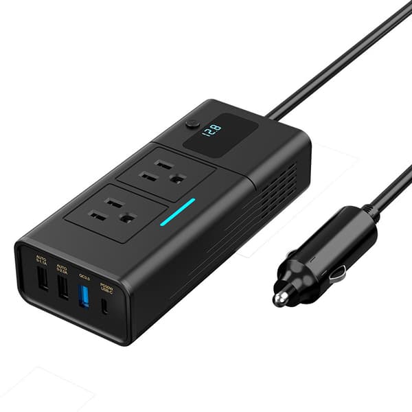 200W Bilstrømomformer 12V til 110V med amerikansk stik sort, PD, QC3.0, USB Black 110V US Plug