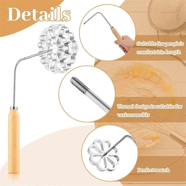 6 stk. Rosettjernsett Bunuelos Form med Håndtak Matlaging Stempel Maker Kit Kakeutstikkere Aluminium Alt