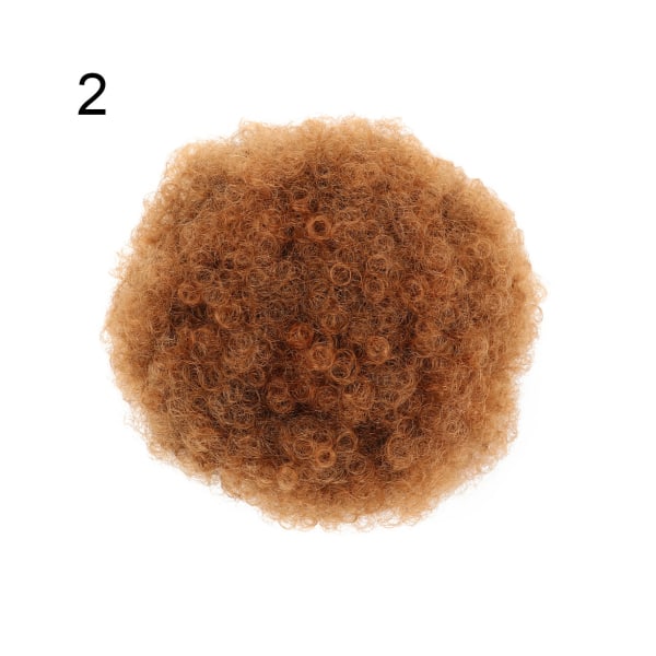 Afro Elastic Bull Peruk för kvinnor Värmebeständig kort lockigt vågigt Scrunchie hårstycke - 2#