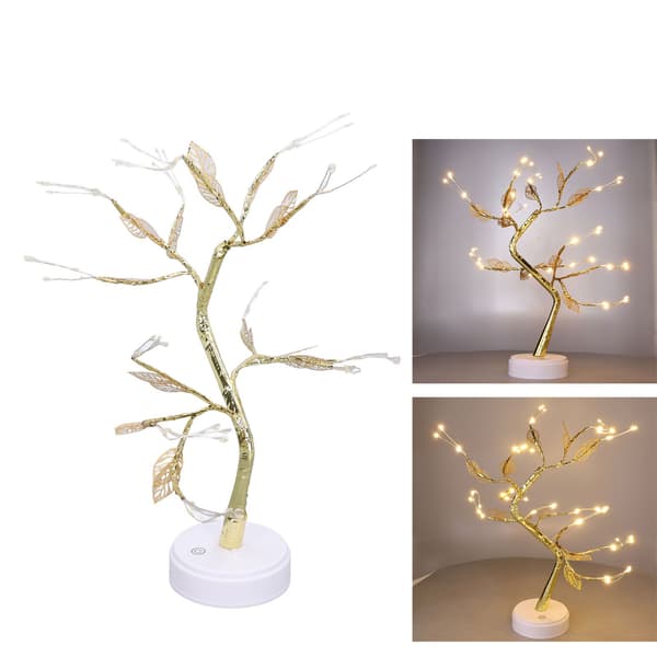 Trädnattlampa, touchkontroll, justerbar gren, LED-koppartrådslampa för jul, sovrum