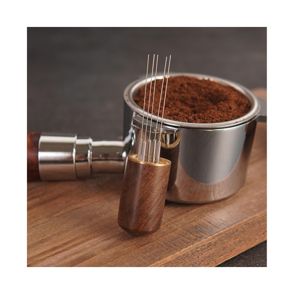 Användbar Espresso Powder Omrörare Leveler Tool Nåltyp - Mörkbrun