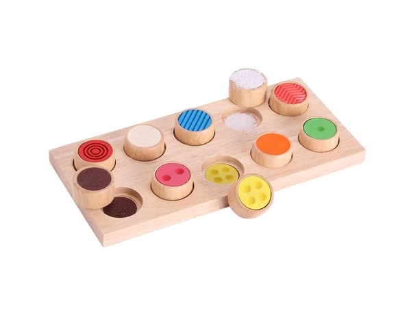 Trä Montessori Taktil Beröring Match Sensoriskt Material Leksak för Barn Småbarn