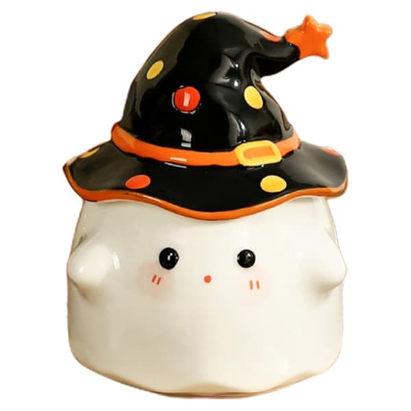 Halloween Spökmugg, Svart Keramisk Kaffemugg, 350 ml Spöklik Kopp
