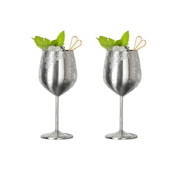 2st vinglas i rostfritt stål 520 ml okrossbar cocktailbägare