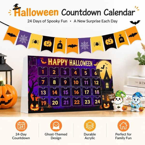 Nedräkningskalender för Halloween, 24-dagars spöke, akryl, stil E, 33x29cm