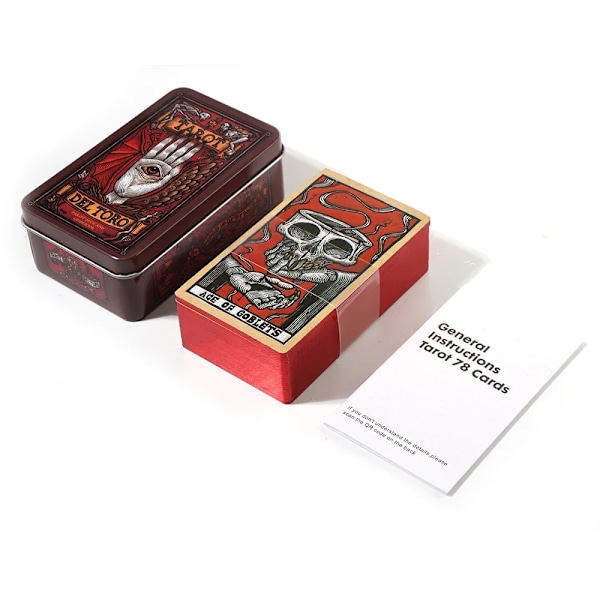 Del Toro Tarot i metalæske af tin 78 kort med forgyldt kant Guidebog Light Seer's Tarot Deck Strømpe Blooming Cat