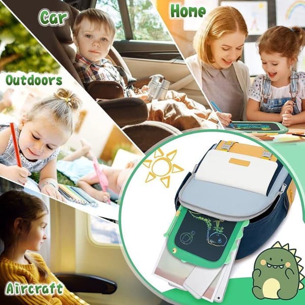 8,5-tommer LCD-skriveplade til børn, dinosaur-doodle-tavle og tegneplade, grøn