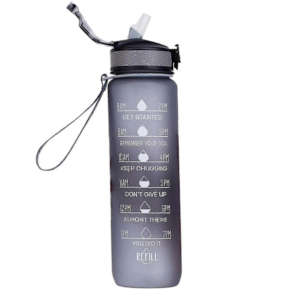 1000 ml Motivoiva Urheilujugga Aika-merkinnällä Ulkoilma Fitness-Muki Gradienttivärinen Muki Ulkoilma Jäädytetty Vesi Pullo Style 12
