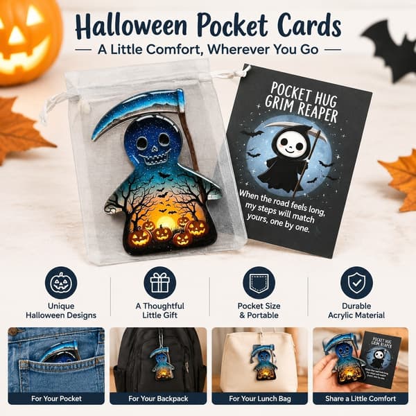 Halloween-fickkort, akryl-minnessak för studenter, tonåringar och anställda, 8 cm E