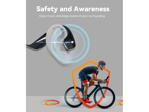 Knogleledning Bluetooth-hovedtelefoner, trådløse og åbne, velegnede til cykling, sorte. black