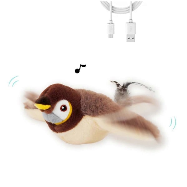 Interaktiv Kvittrande Fågel Kattleksak Fladdrande Vingar, Simulerad Elektrisk Flygande Fågel Kattleksak, Fladdrande Jakt Kattleksak Fågel As Shown