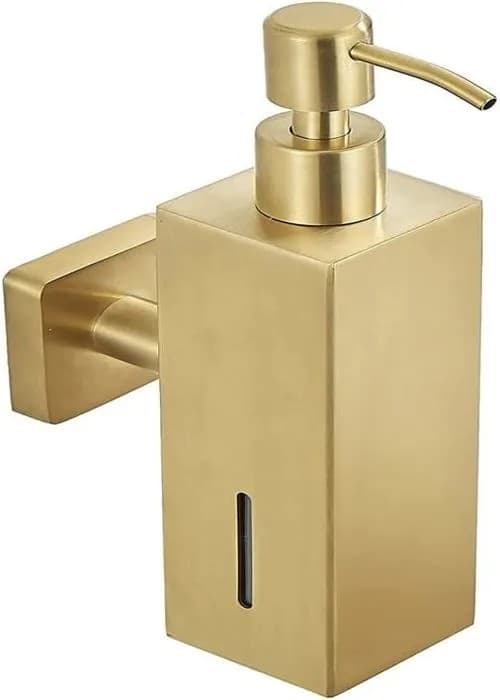 Väggmonterad tvåldispenser i rostfritt stål 250 ml, guld, för badrum kök