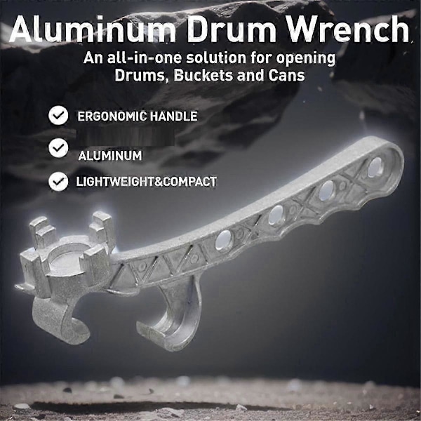 2x Aluminium Trommelnøkkel, Metall Bøtteåpner 5 Gallon, for Åpning av 10-55 Gallon Trommel, Passer 2 Tommer og 3/4 Tommer Plugghetter