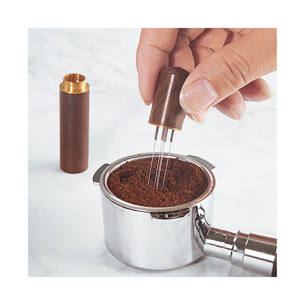 Användbar Espresso Powder Omrörare Leveler Tool Nåltyp - Mörkbrun