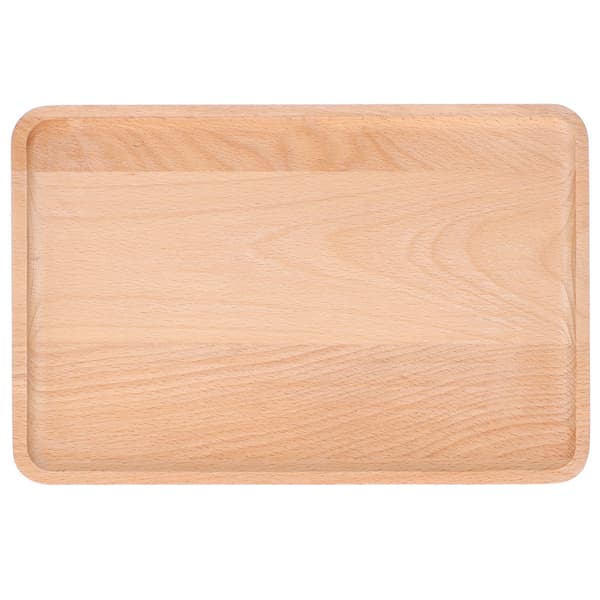 Serveringsbricka i bokträ, rektangulär dekorativ desserttallrik, 30x20x2cm, fruktskål