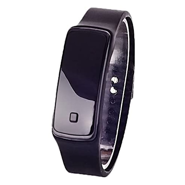 Rektangulær Sport LED Digital Ur Silikonerem Elektronisk Armbåndsur (Sort)