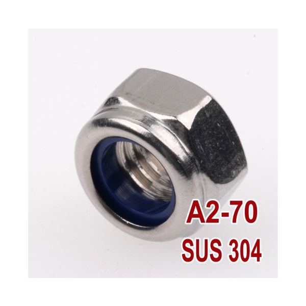 Nylon Låsmutter Hex 304 Rostfritt stål Metrisk Insert Låsmutter, M6 200st, sortimentssats för låsplatta plattbrickor, sexkantinsatta skruvmutter Självlåsande