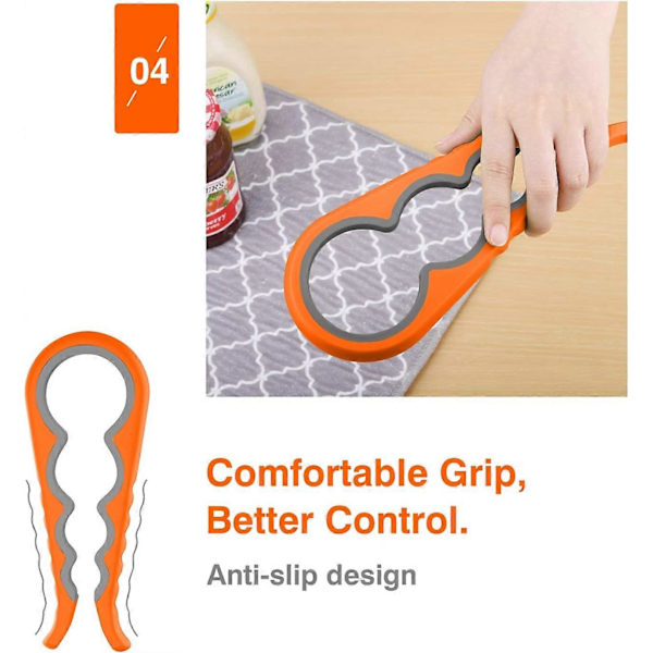 Flasköppnare, Flasköppnare med enkelt grepp, Lockskärare, Snabböppning för barn, äldre, svaga händer - Orange