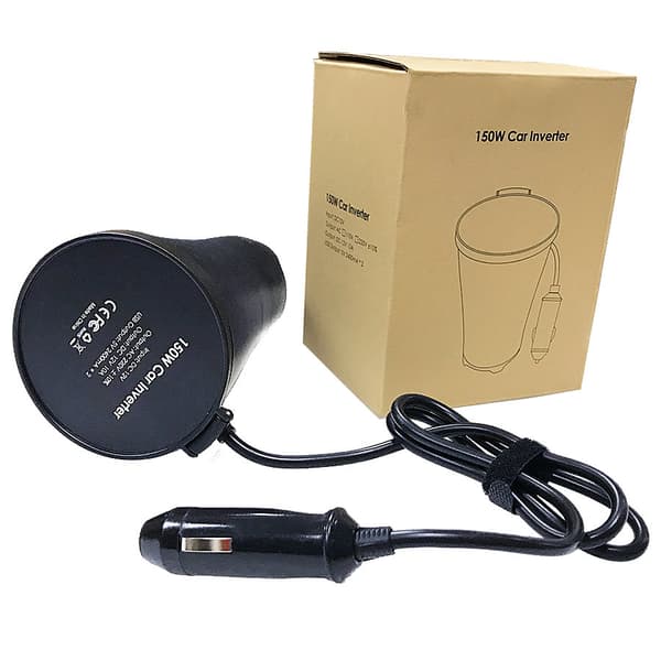 150W Bilstrømomformer, 12V til 220V Strømomformer med USB-porter 220V 150W Cup Inv