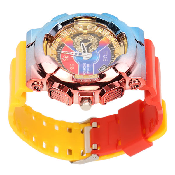 Quartz Watch Gradient Vattentät Lätt Långvarig Tid Exakt Mode Sport Armbandsur Röd Topp Gul Botten
