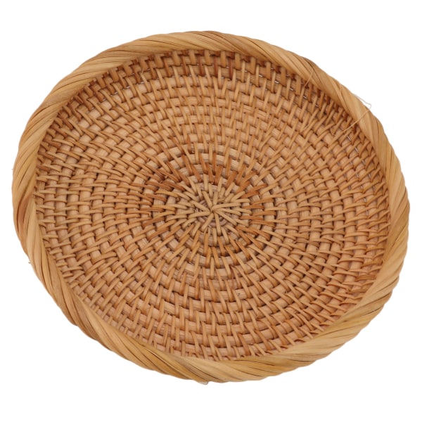Rottinkinen hedelmävati, käsin kudottu, tyylikäs, perinteinen, luonnollinen rottinkitarjotin keittiön työtasolle, pöydälle, L