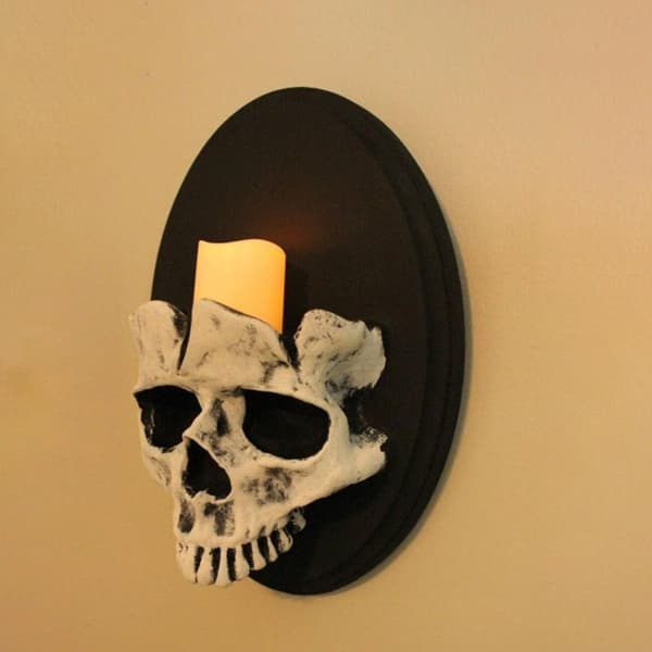 Skelett väggljusstake, skräckdekor för Halloweenfest