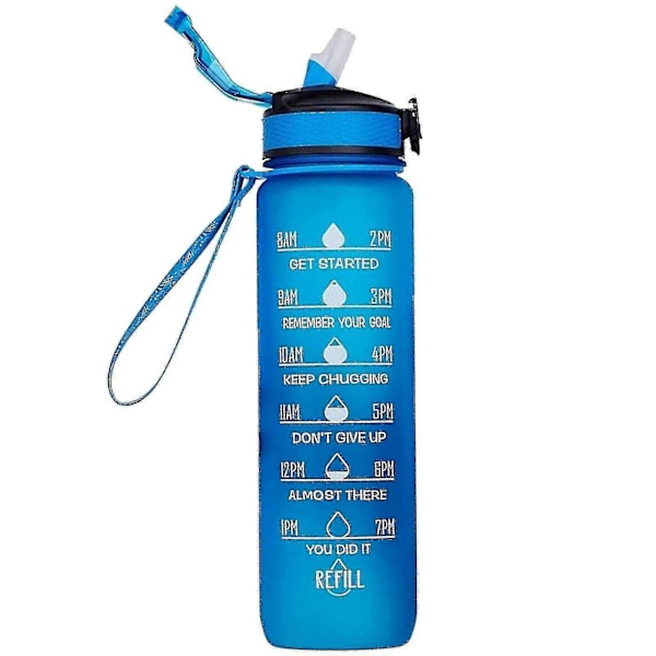 1000ml Motivationsvattenflaska med Tidmarkering, Sportflaska, Gradientfärgad Mugg, Frostad Vattenflaska för Utomhus Style 8