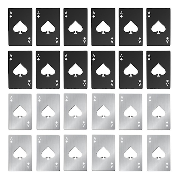 24 st Poker Flasköppnare, ölöppnare i rostfritt stål, bröllopspresent Ölflasköppnare för kök, bar eller restaurang
