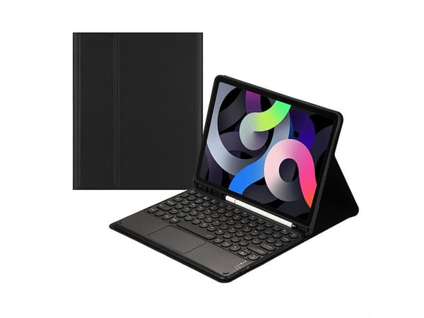 Bluetooth-tastaturcover til Samsung Galaxy Tab S10 Plus 12,4\", runde taster, sort