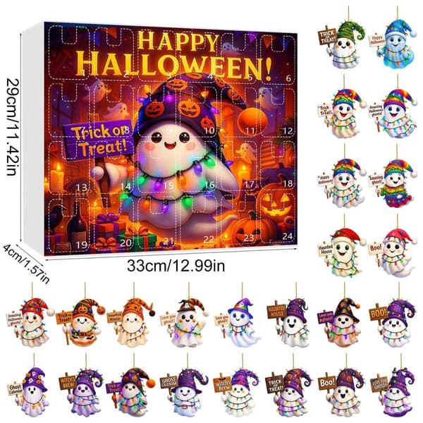 Nedräkningskalender för Halloween, 24-dagars spöke, akryl, stil E, 33x29cm