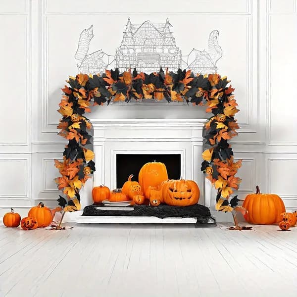 Halloween gresskarrotting flygende heksdekor, lønnebladrotting, hjemmeferiedekorasjon One pack-1m maple leaf-311