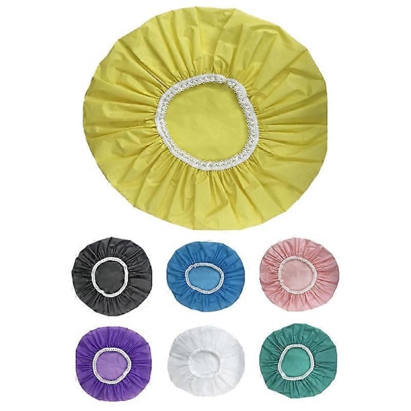 1 stk. Vanntett dusjhette for husholdningsbruk, badehette, elastisk dusjhette for hotell (hvit) White