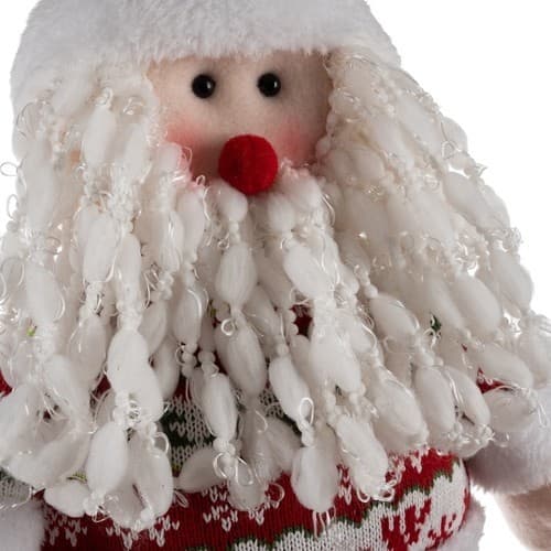 Rød Hvit Julenissefigur, Teleskopben, 95 cm, Polyester, Juledekorasjon