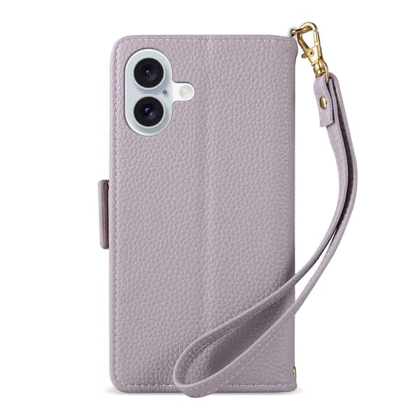 Folio Kortplånboksfodral kompatibelt med iPhone 17 Pro, iPhone 16 och iPhone 15-Dugt Light Gray For iPhone 11
