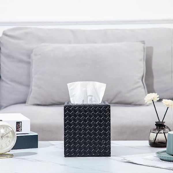 Svart Tissue Box Omslag, Fyrkantigt Tissue Box Omslag, Svarta Tissue Box Hållare, Tissue