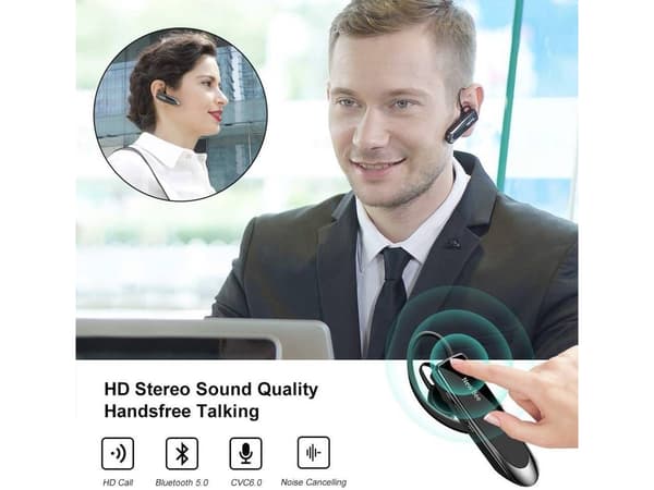 Enkelt håndfrit støjreducerende ørestykke, in-ear, sort black