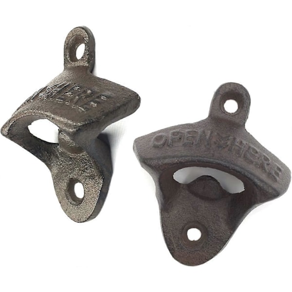 Väggmonterad Flasköppnare, 2-pack Vintage Stil Gjutjärn Ölflasköppnare