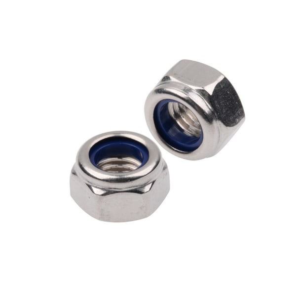 Nylon Låsmutter Hex 304 Rostfritt stål Metrisk Insert Låsmutter, M6 200st, sortimentssats för låsplatta plattbrickor, sexkantinsatta skruvmutter Självlåsande