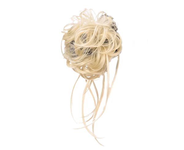 Peruker stökig effekt fluffigt hår Andas Chignon stökigt Scrunchie Elastisk hårbulle för fest - vit