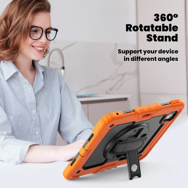 Silikon PC surfplattefodral med axelrem för iPad Pro 11 2024, stötsäkert, 360° stativ