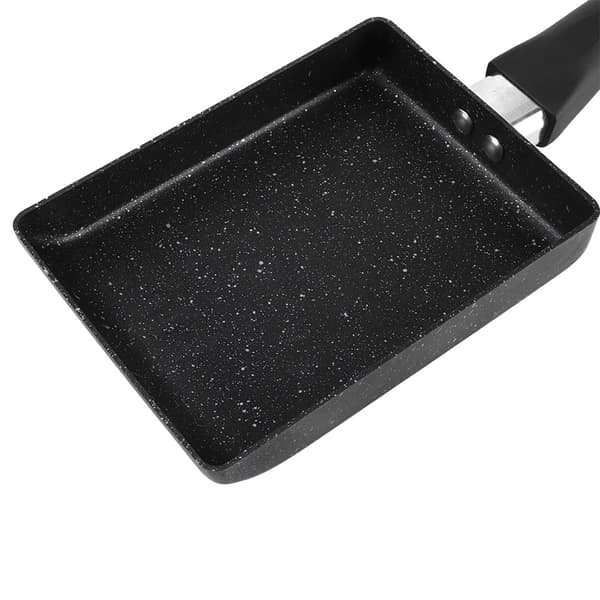 Tamagoyaki non-stick stekepanne, rektangulær, svart, omelettpanne med plasthåndtak
