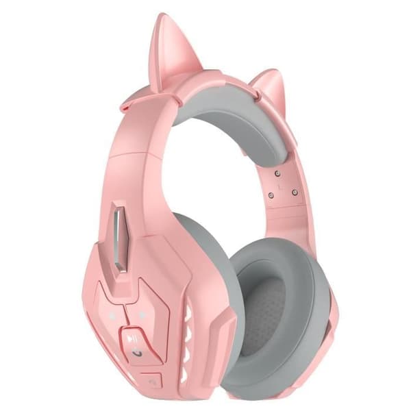 PS4 Kablet Headset, Kablet Gaming Headset med Støjreducerende Mikrofon, LED Trådløst Bluetooth Headset (Pink)