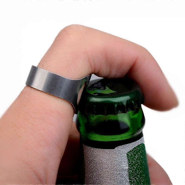 5x Män Rostfritt Stål Mångsidig Öl Bar Flasköppnare Ring Cykelring Silver