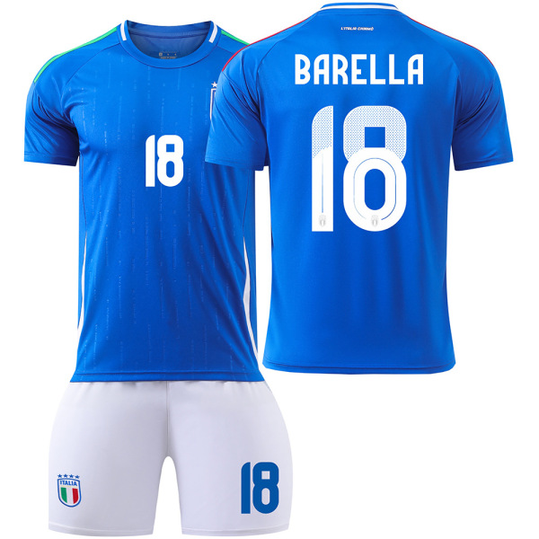 2425 Europacup Italien fotbollströja nr 14 Chiesa 18 Barella 3 Dimarco tröja set - Hemma nr 18 18(100-110cm)
