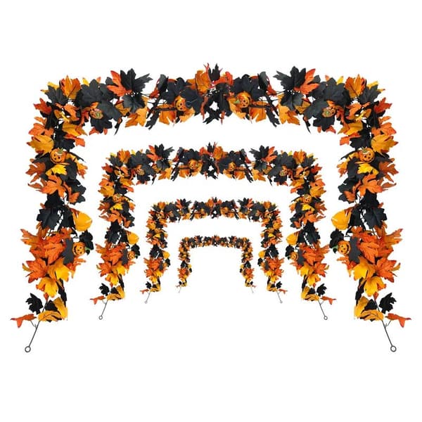 Halloween gresskarrotting flygende heksedekor, lønnebladrotting, hjemmeferiegave One pack-Maple leaf rattan-328